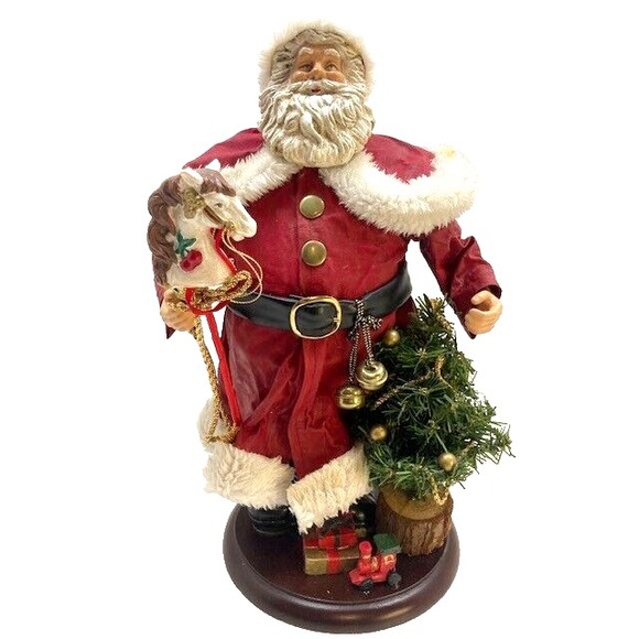 The Unbranded Brand Other - Vintage Fabric Mache Santa Caraouel Horse Gifts Collectible Figure 12 in